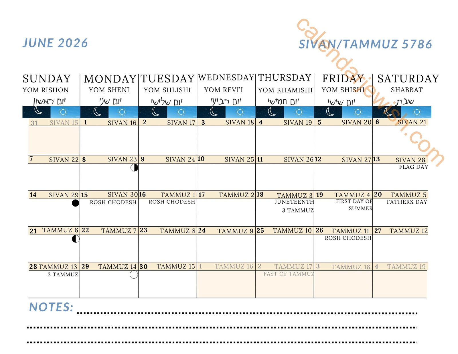 Jewish Calendar 2026 June Jewish Calendar 2026 June
