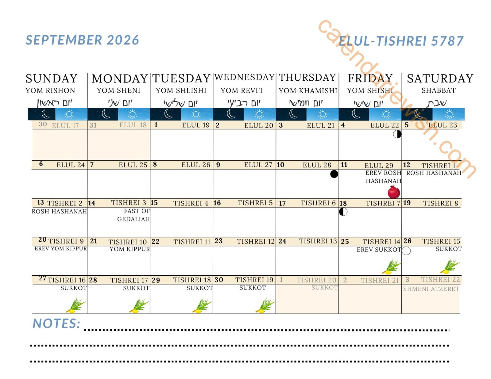 Jewish Calendar 2026 September Jewish Calendar 2026 September
